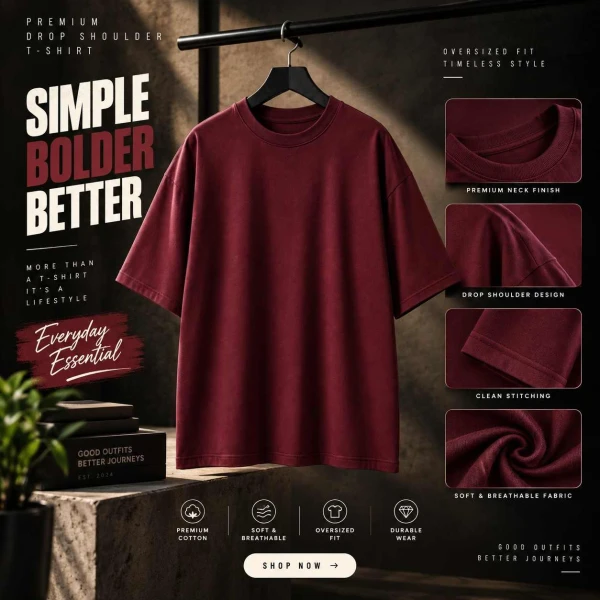 Solid maroon Dropsholder T shirt