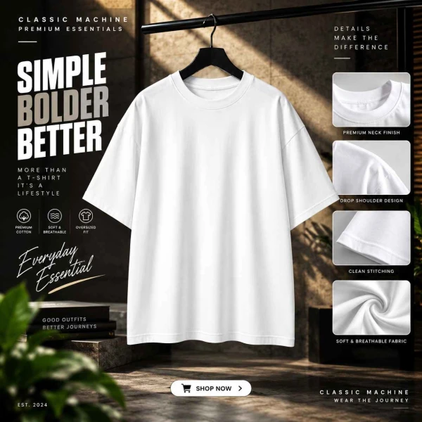 Solid White Dropsholder T shirt