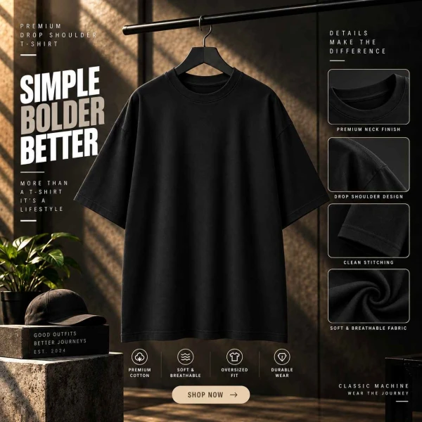 Solid Black Dropsholder T shirt
