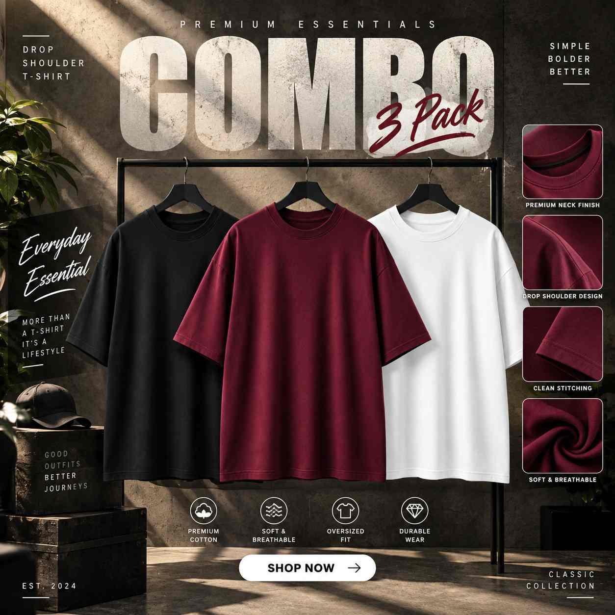 Bike Emotion Combo Drop Shoulder T-Shirt .