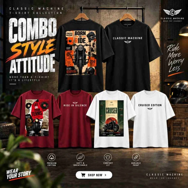Bike Emotion Combo Drop Shoulder T-Shirt . (Copy)