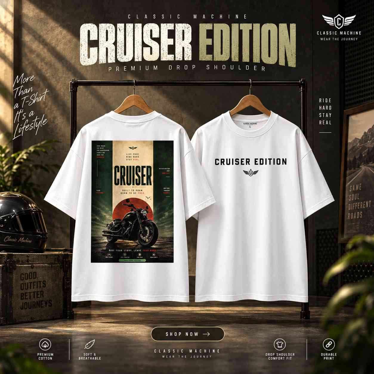 Bike Emotion Combo Drop Shoulder T-Shirt . (Copy)